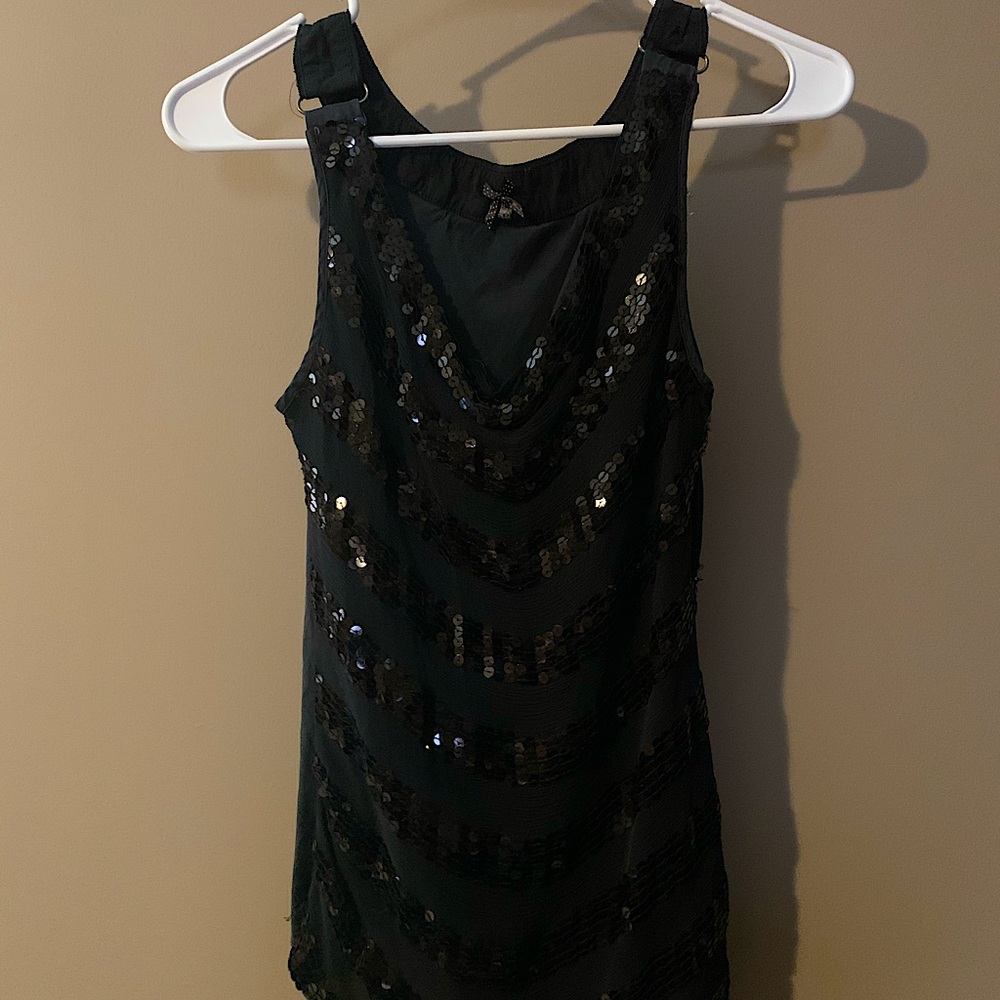 Sequin and silk tank